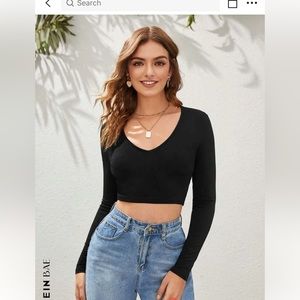 Long sleeve, black crop top size large